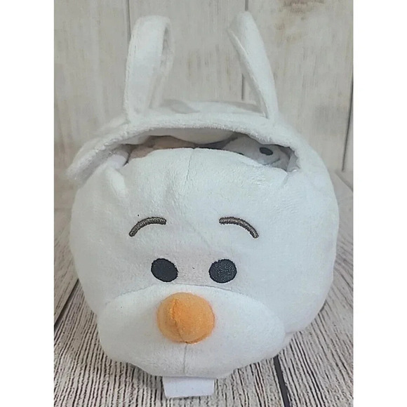 Disney Store Tsum Tsum Frozen Plush Olaf Bag Set Stuffed Toy White Anna Elsa 10" - Picture 1 of 12